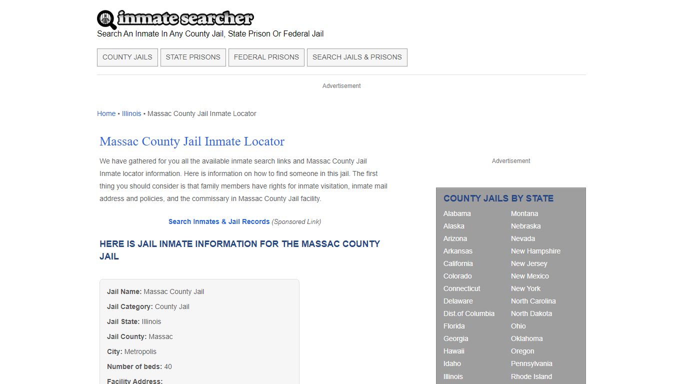 Massac County Jail Inmate Locator - Inmate Searcher